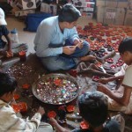 Kids making the Diwas – handmade