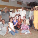 Exchange students and AFS Rajkot volunteers with male residents of Mavtar Vrudhashram Old Age Home