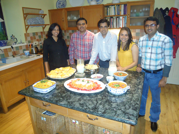 Our team after preparation of Pau-Bhaji & Pulao: L to R - Tejal Rajput, Dr. Snehal Lokhandwala, Himal Pandya, Mirani Patel, Devang Vibhakar Our team after preparation of Pau-Bhaji & Pulao: L to R - Tejal Rajput, Dr. Snehal Lokhandwala, Himal Pandya, Mirani Patel, Devang Vibhakar